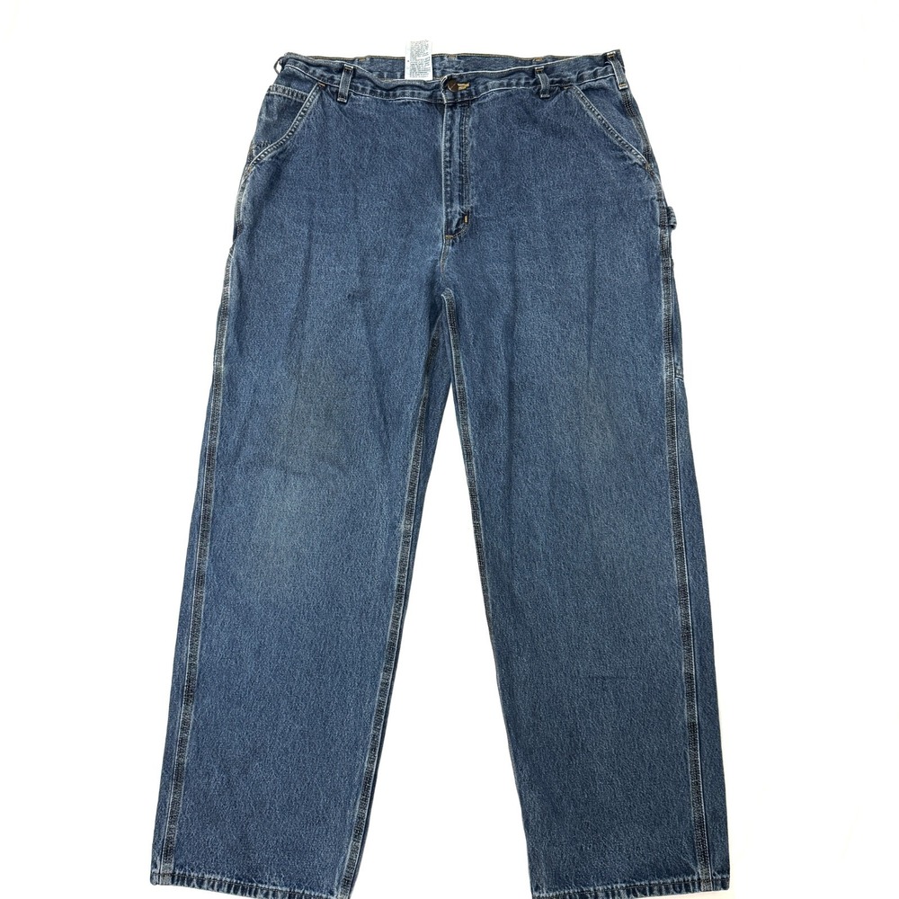 VTG Carhartt Carpenter Jeans Mens W40 L32 Blue Denim Utility Loose Original Fit